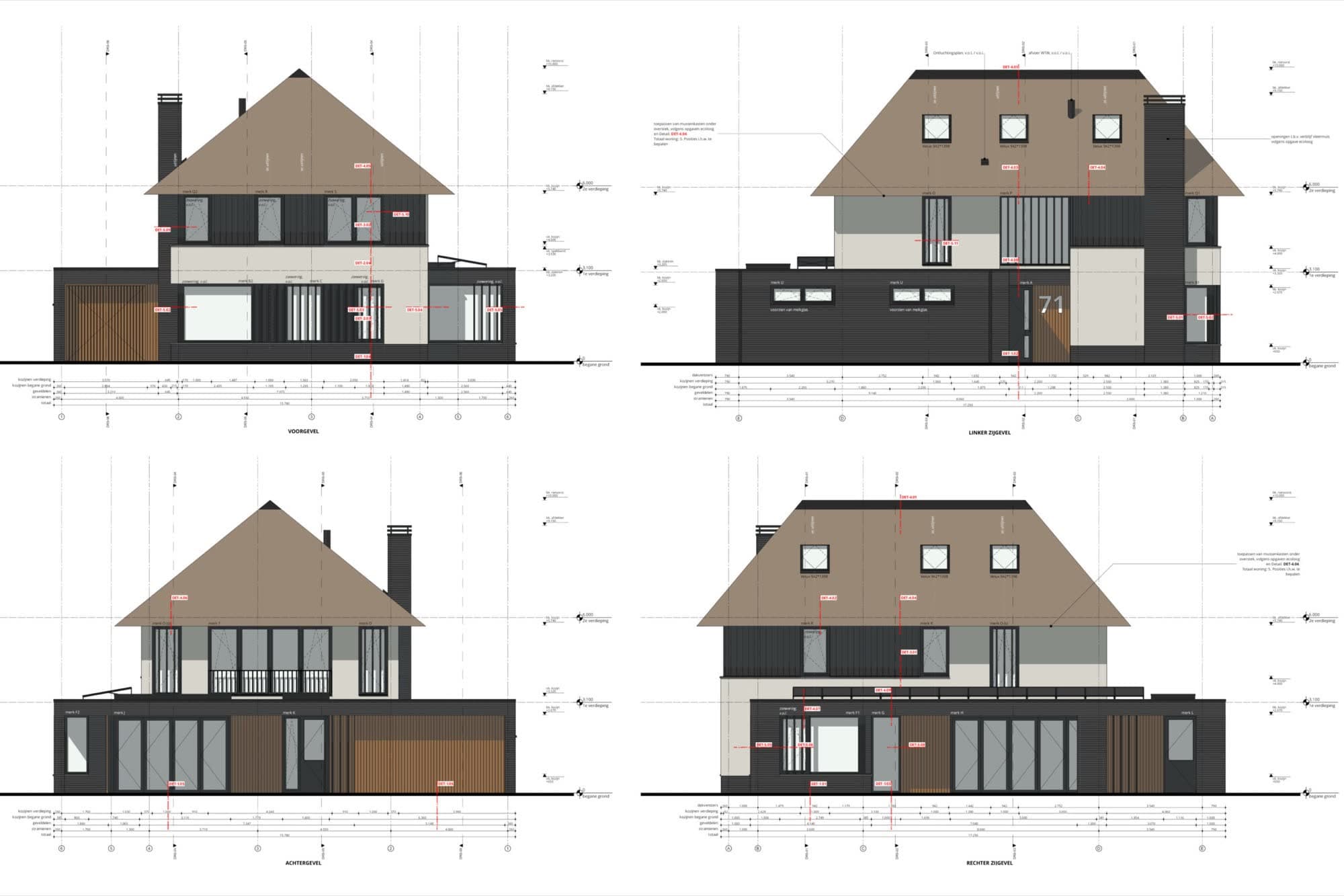 Technische tekening van de villa in Lunteren
